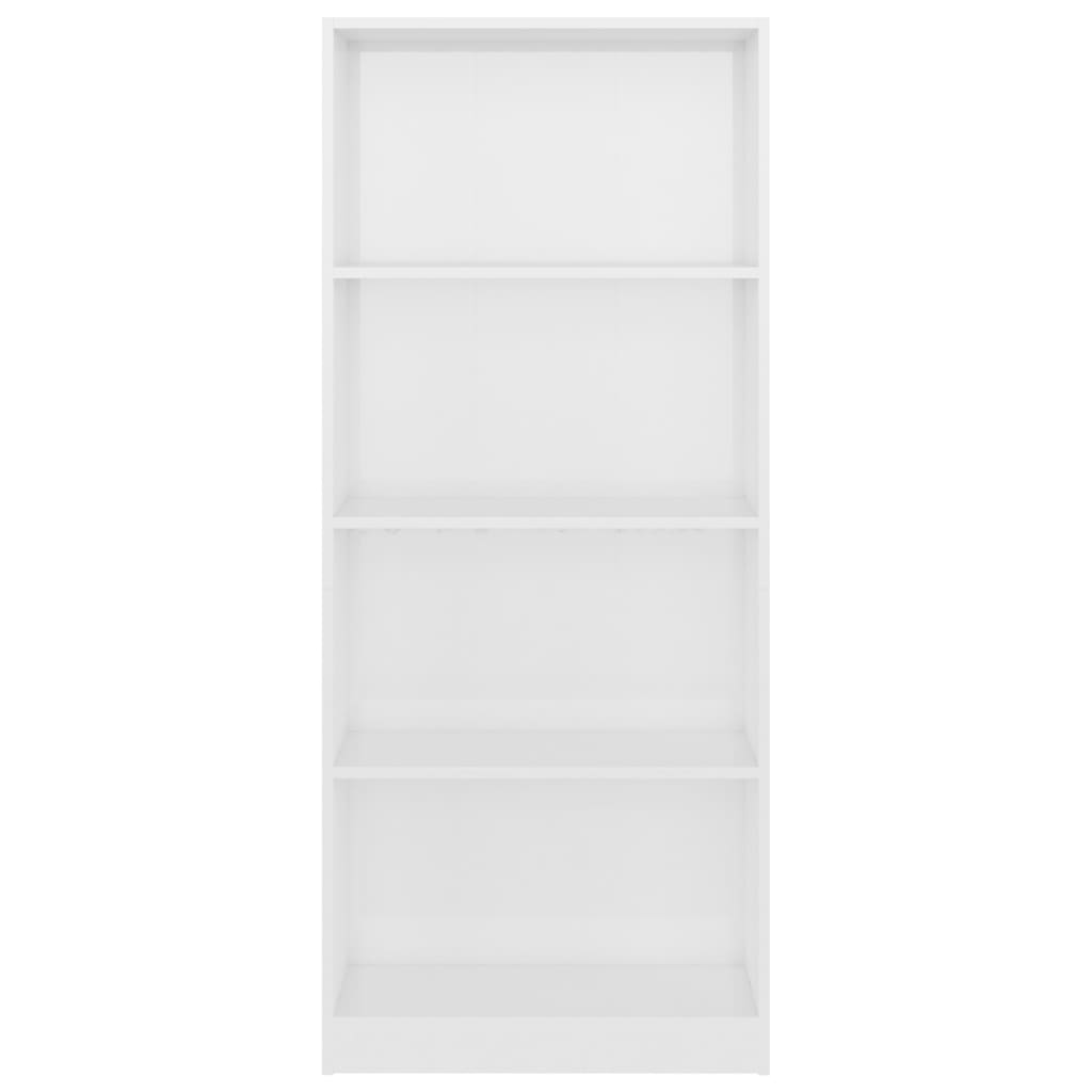 Armoire à livres à 4 niveaux Blanc brillant 60x24x142 cm Bois d'ingénierie