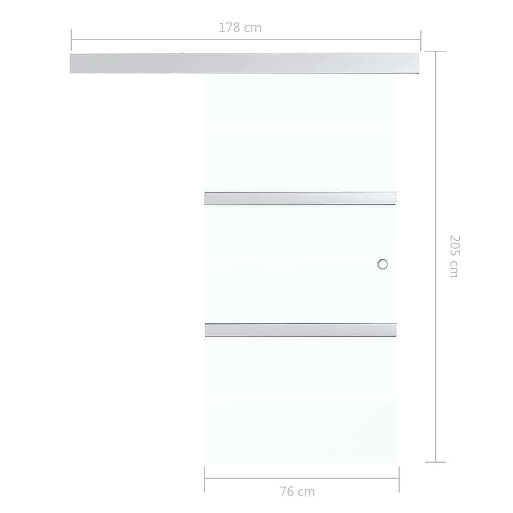 vidaXL Sliding Door ESG Glass and Aluminium 76x205 cm Silver