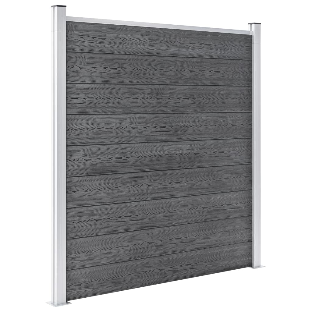 vidaXL WPC Fence Set 8 Square + 1 Slanted 1484x186 cm Grey