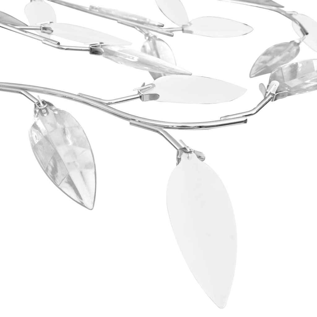 Plafonnier avec Bras Feuilles en Cristal Acrylique pour 5 Ampoules E14 Blanc