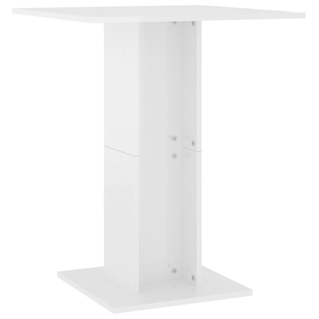 Table Bistro Blanc Brillant 60x60x75 cm Bois D'ingénierie