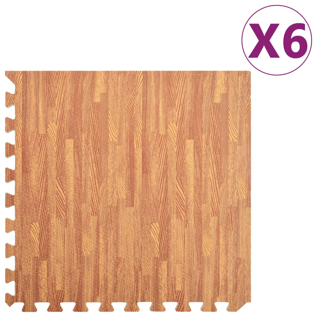 vidaXL Floor Mats 6 pcs Wood Grain 2.16 ㎡ EVA Foam