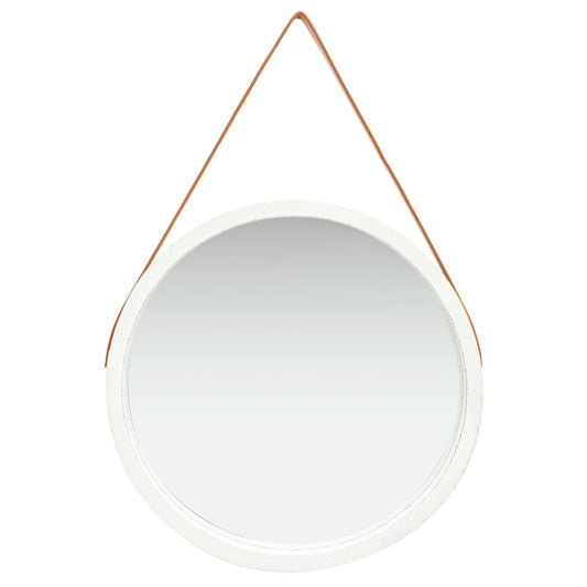 vidaXL Wall Mirror with Strap 60 cm White