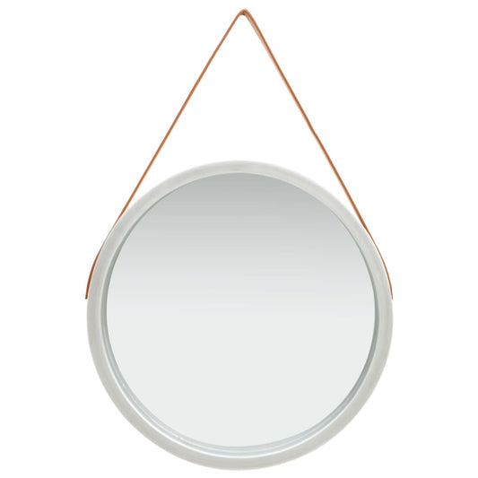 vidaXL Wall Mirror with Strap 60 cm Silver