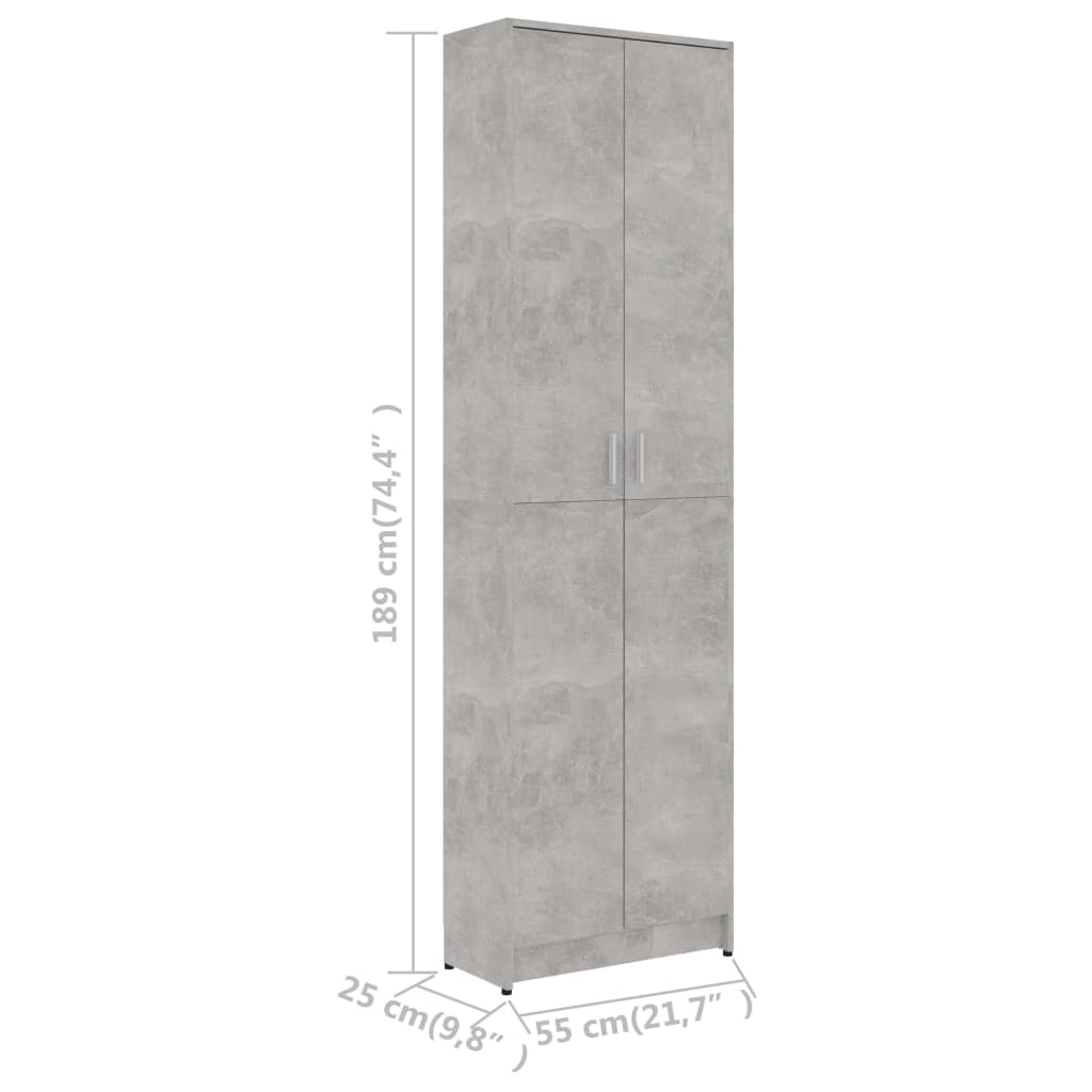vidaXL Hallway Wardrobe Concrete Grey 55x25x189 cm Engineered Wood