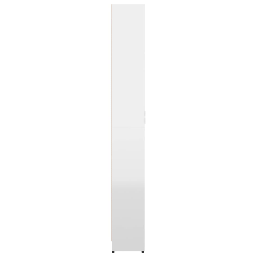Armoire d'entrée en bois d'ingénierie blanc brillant 55x25x189 cm
