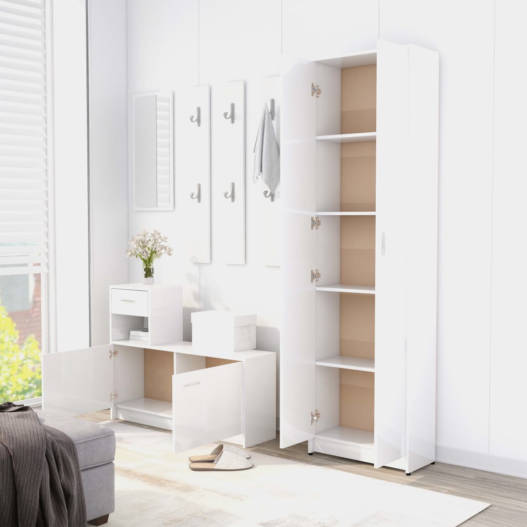 vidaXL Hallway Wardrobe High Gloss White 55x25x189 cm Engineered Wood