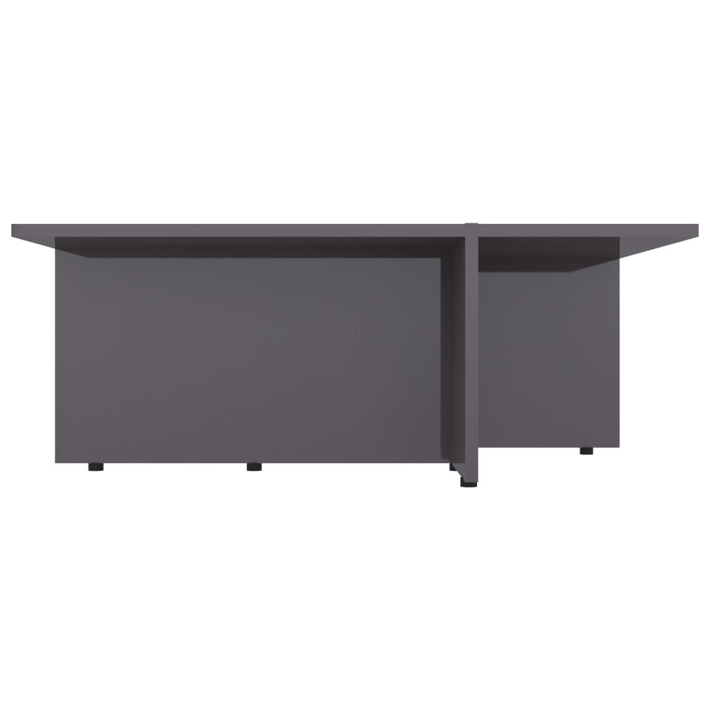 Table basse gris brillant 79,5x79,5x30 cm bois d'ingénierie