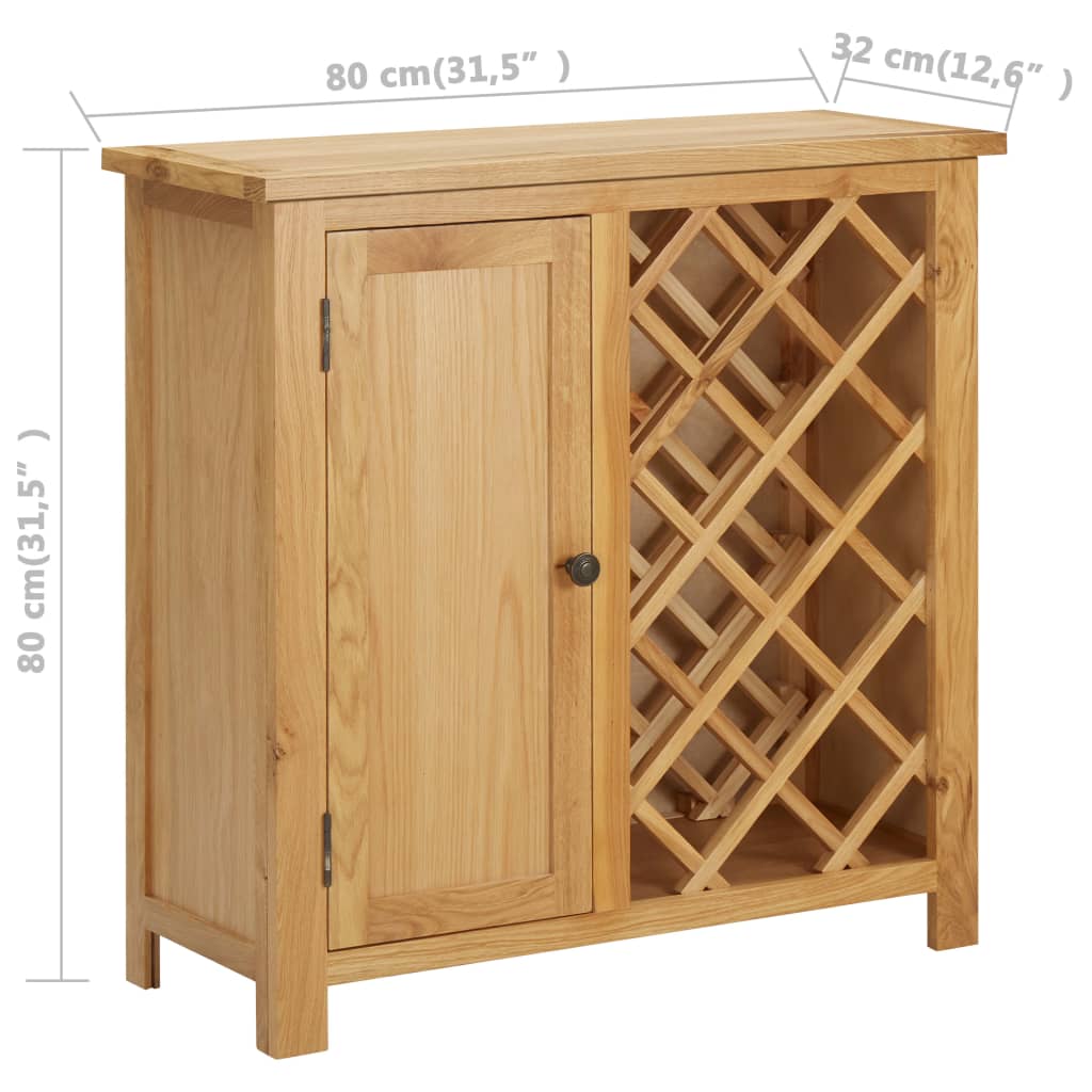 vidaXL Wine Cabinet for 11 Bottles 80x32x80 cm Solid Oak Wood