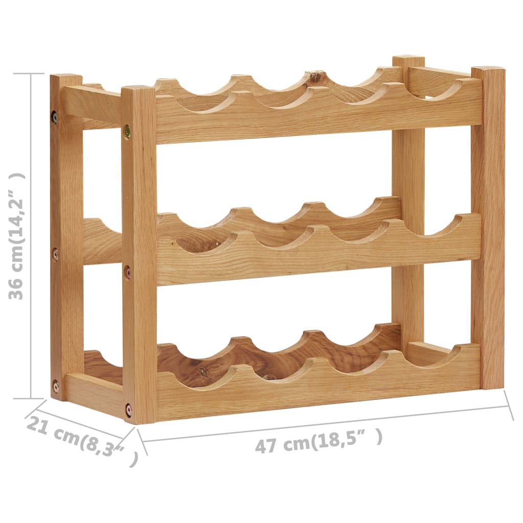 Casier à vin pour 12 bouteilles 47x21x36 cm Bois de chêne massif