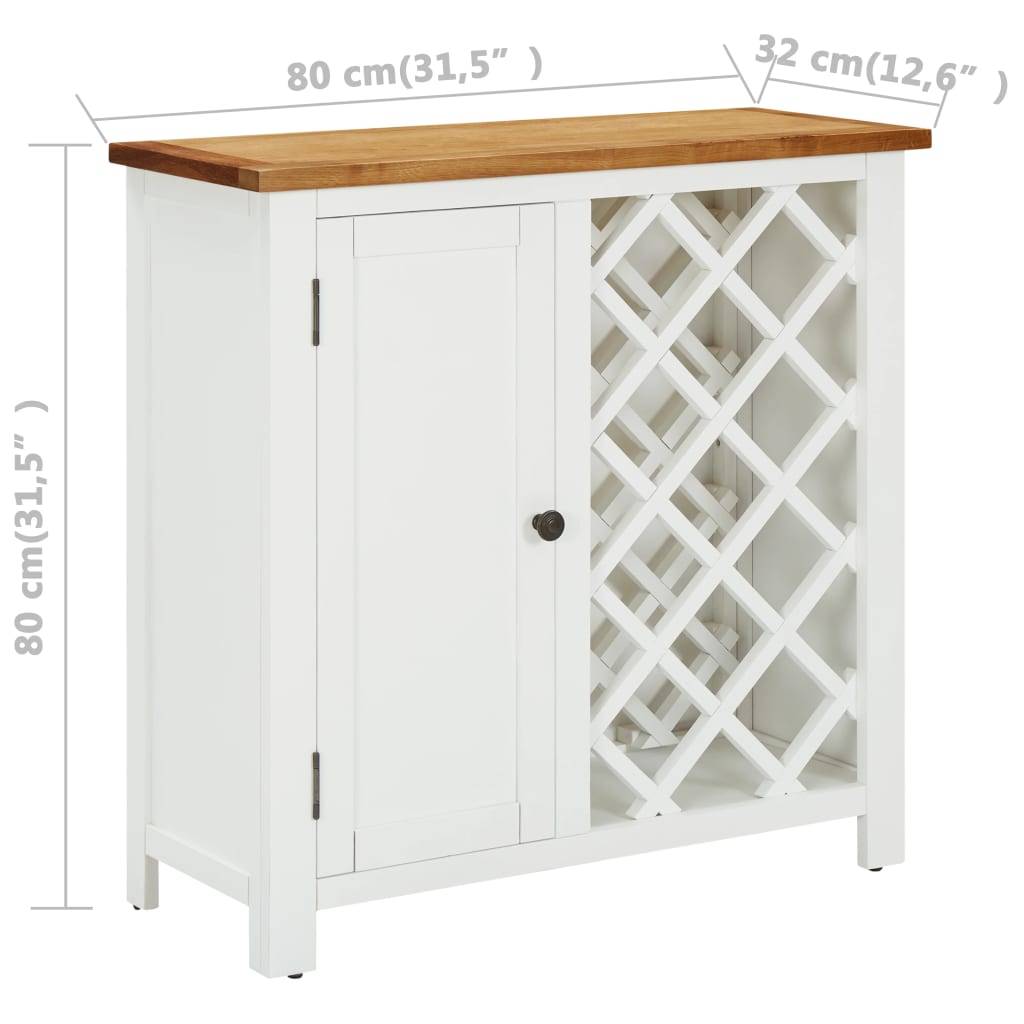 vidaXL Wine Cabinet 80x32x80 cm Solid Oak Wood