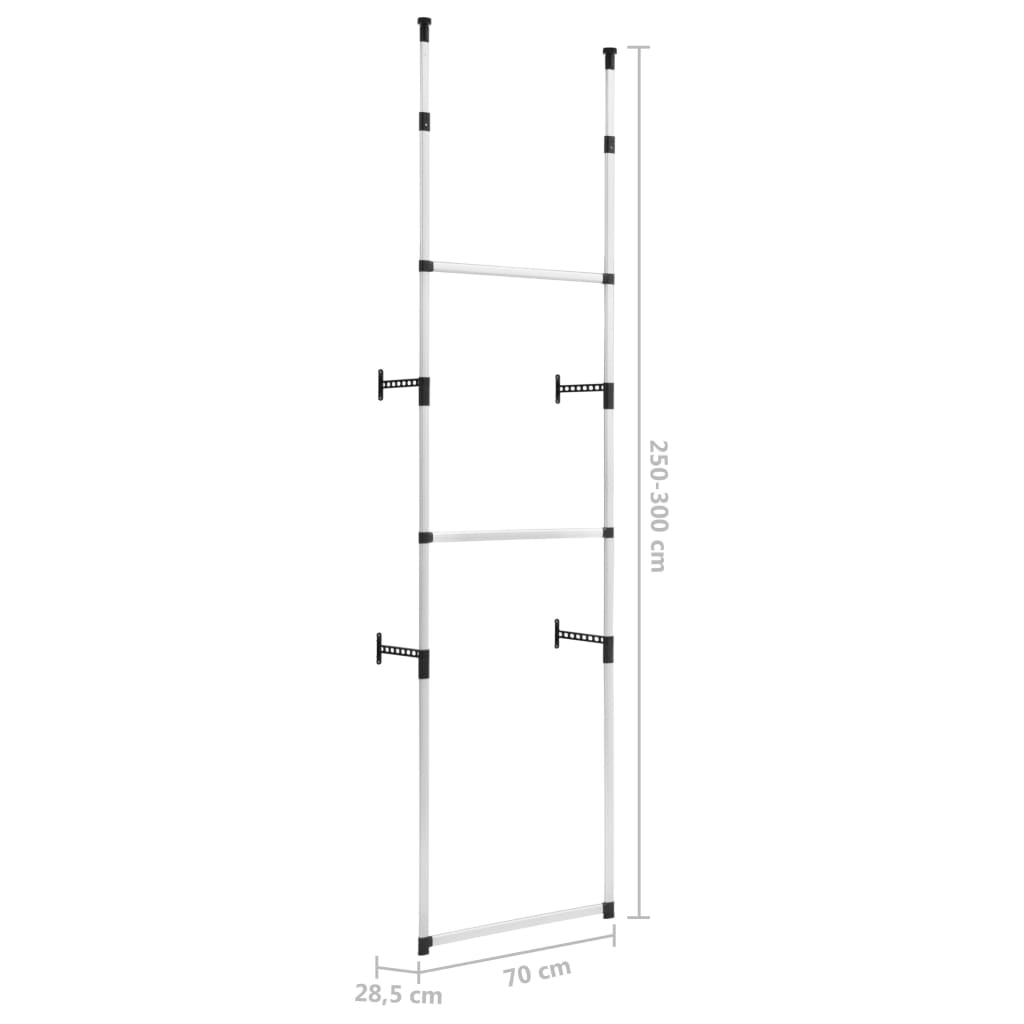 vidaXL Telescopic Wardrobe System with Rods Aluminium