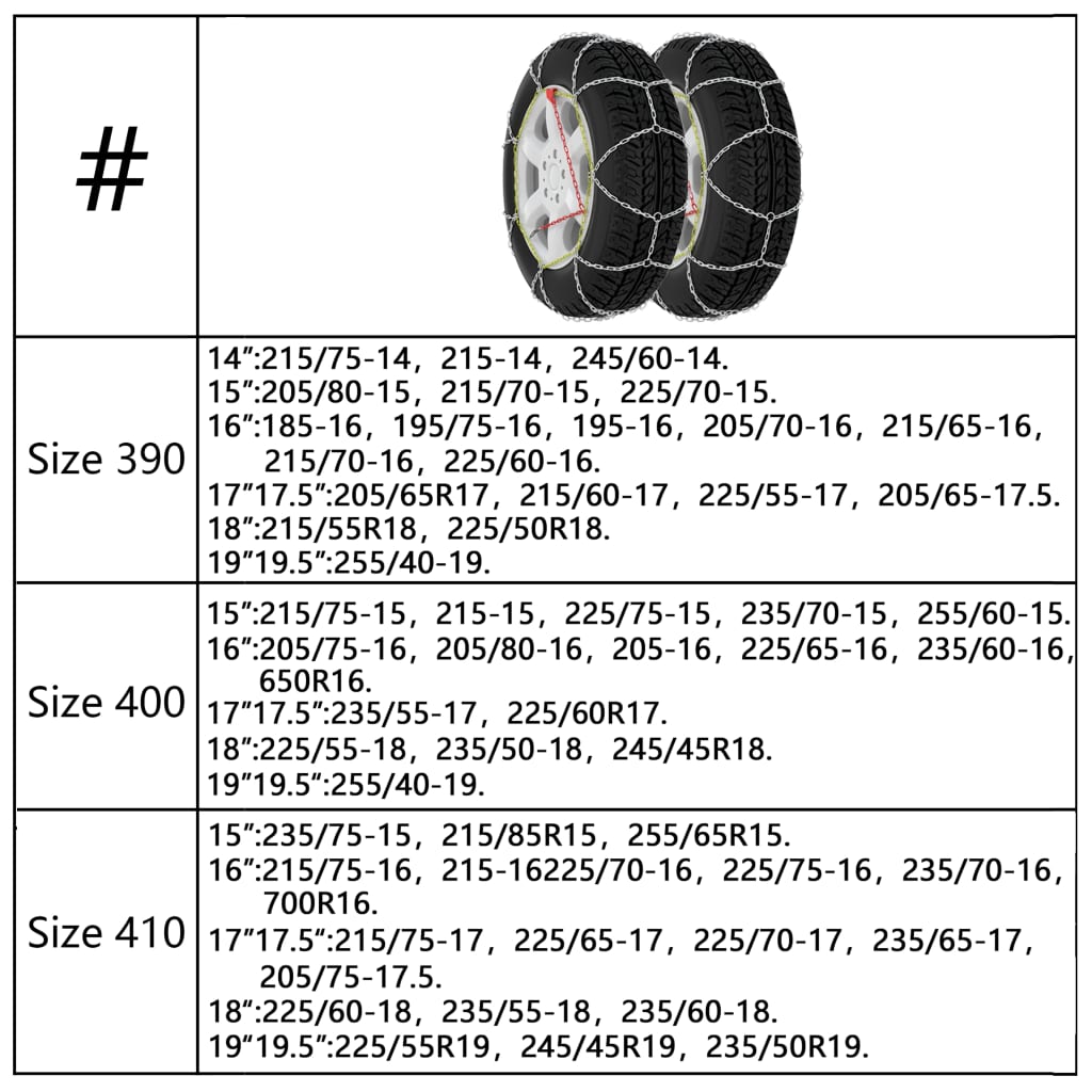 vidaXL Car Tyre Snow Chains 2 pcs 9 mm KN90