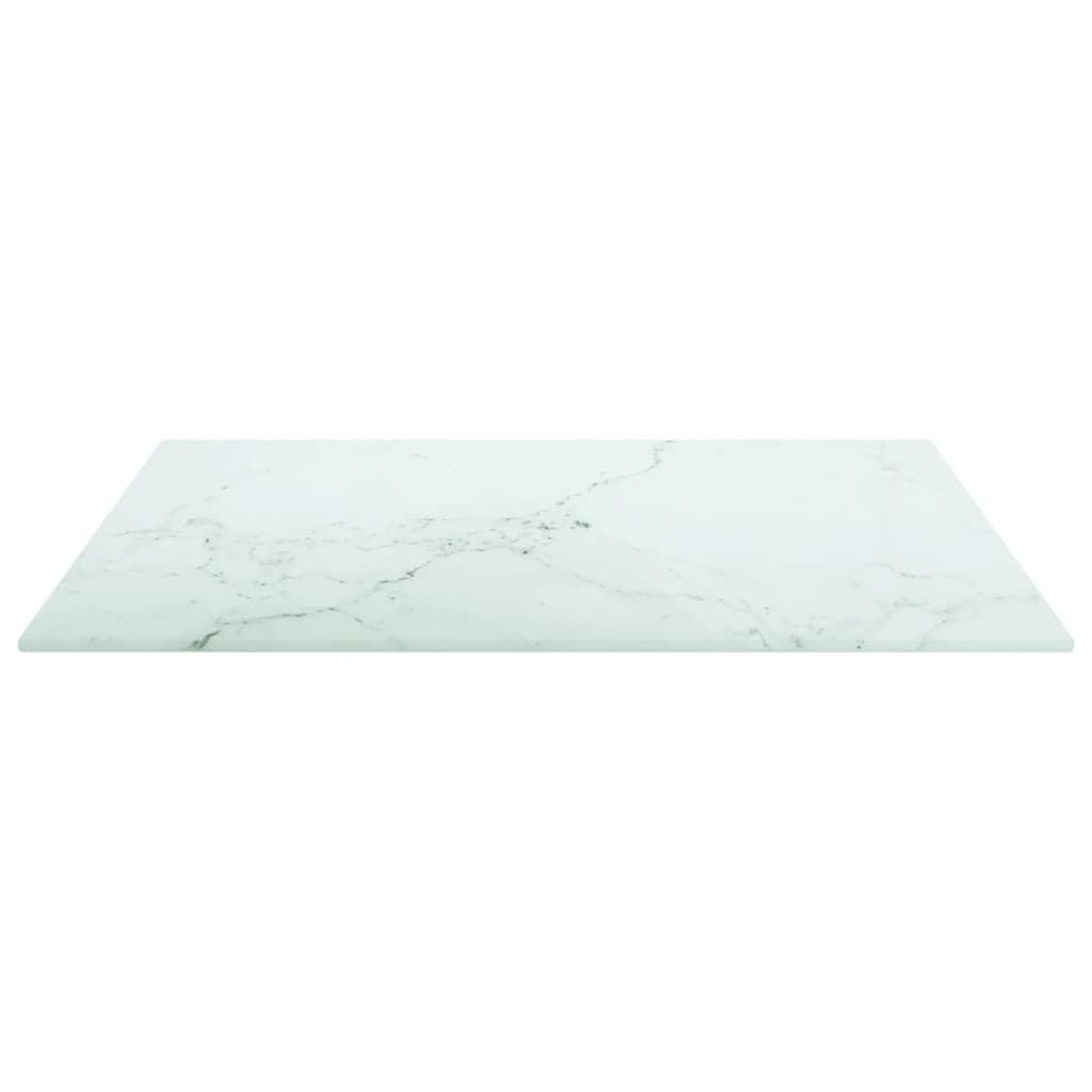 Tafelblad wit 50x50 cm 6 mm gehard glas met marmeren design