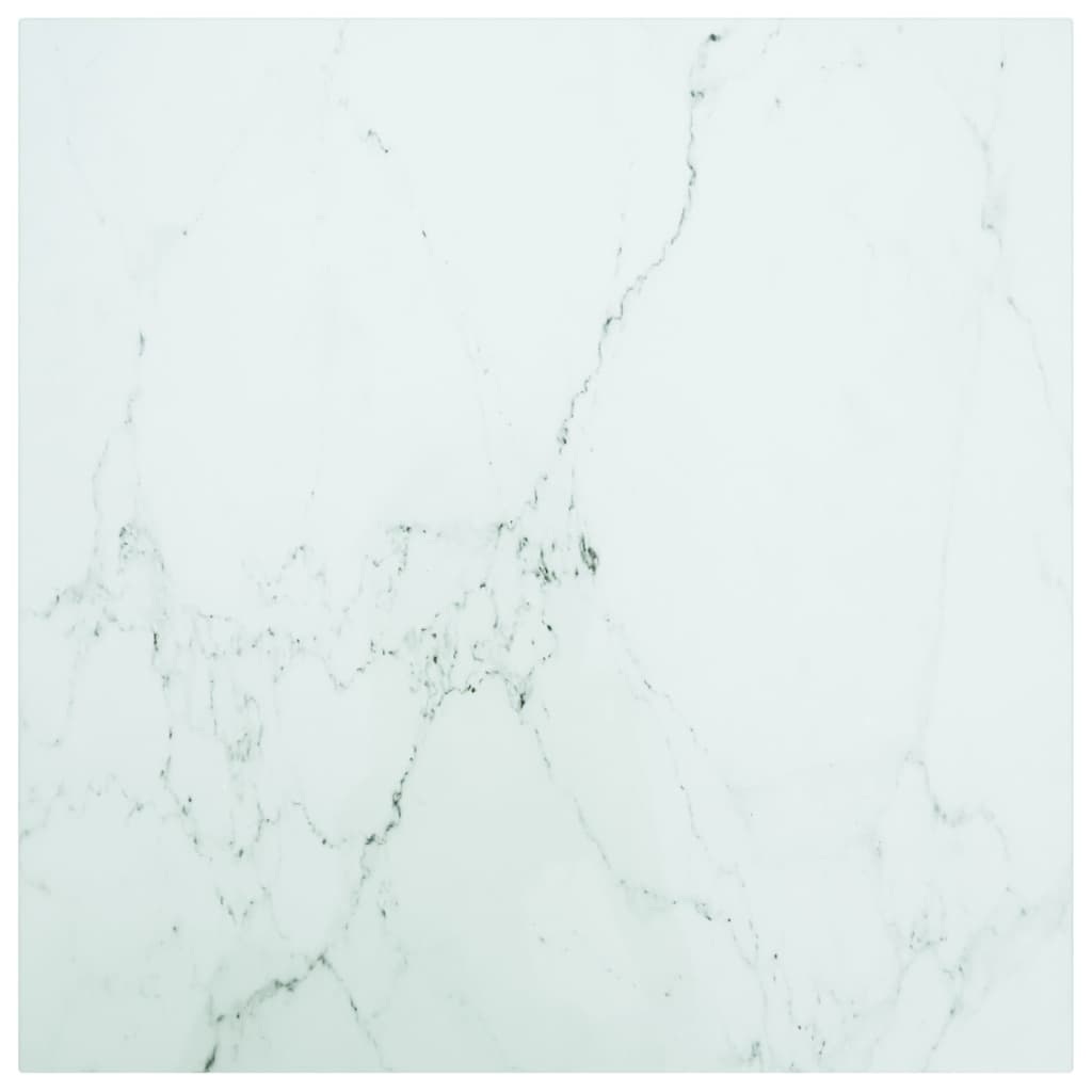 vidaXL Table Top White 60x60 cm 6 mm Tempered Glass with Marble Design