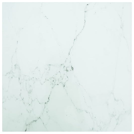 vidaXL Table Top White 60x60 cm 6 mm Tempered Glass with Marble Design