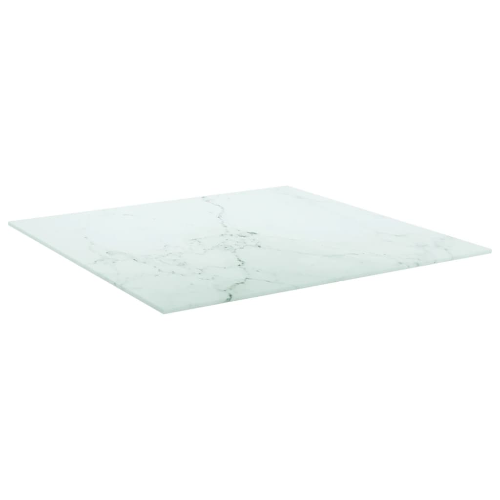 vidaXL Table Top White 60x60 cm 6 mm Tempered Glass with Marble Design