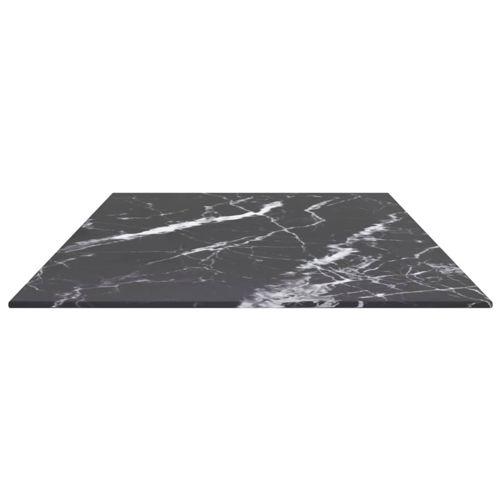 Plateau de Table Noir 100x50 cm 6mm Verre Trempé Motif Marbre