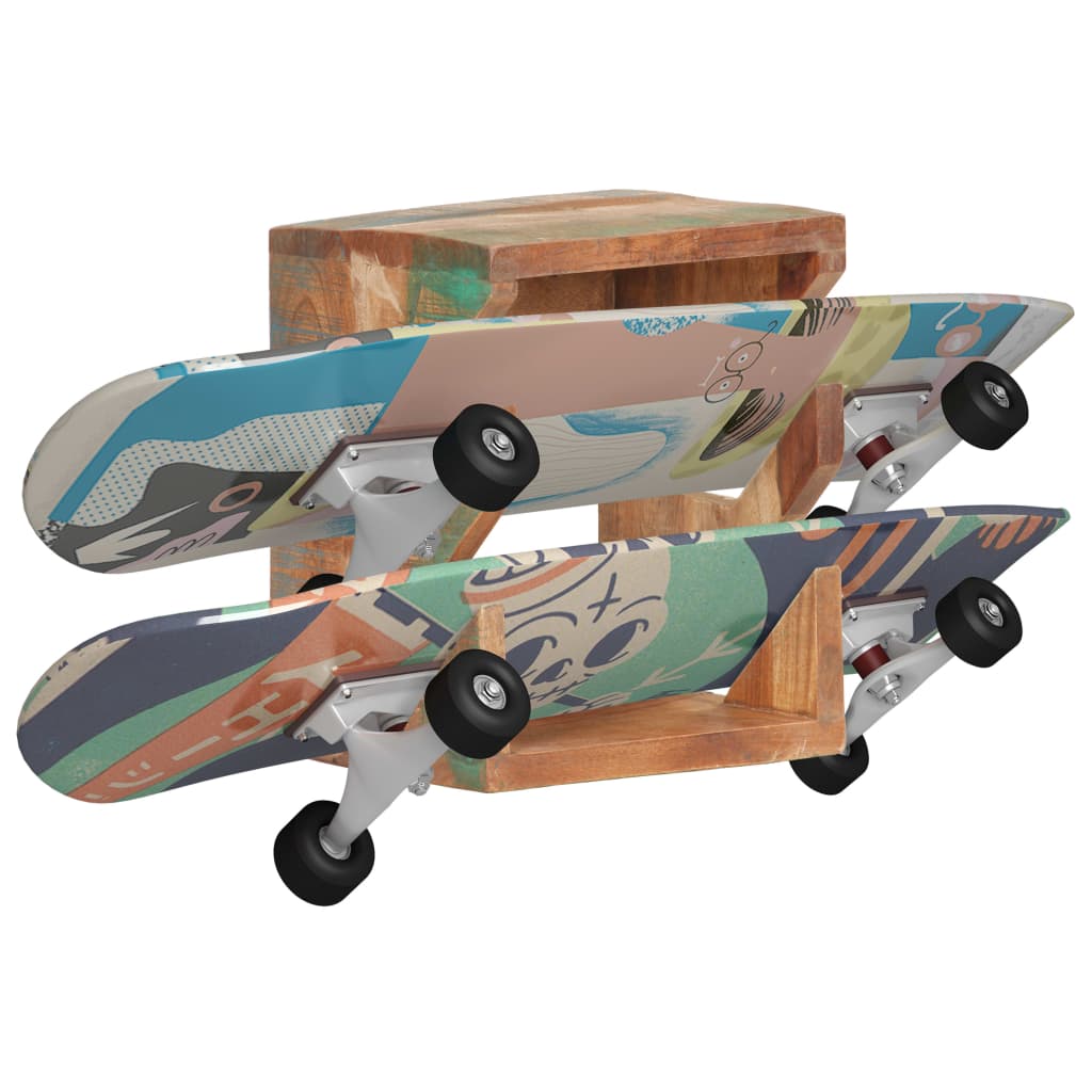 Support Mural Skateboard 25x20x30 cm Bois Massif Récupéré