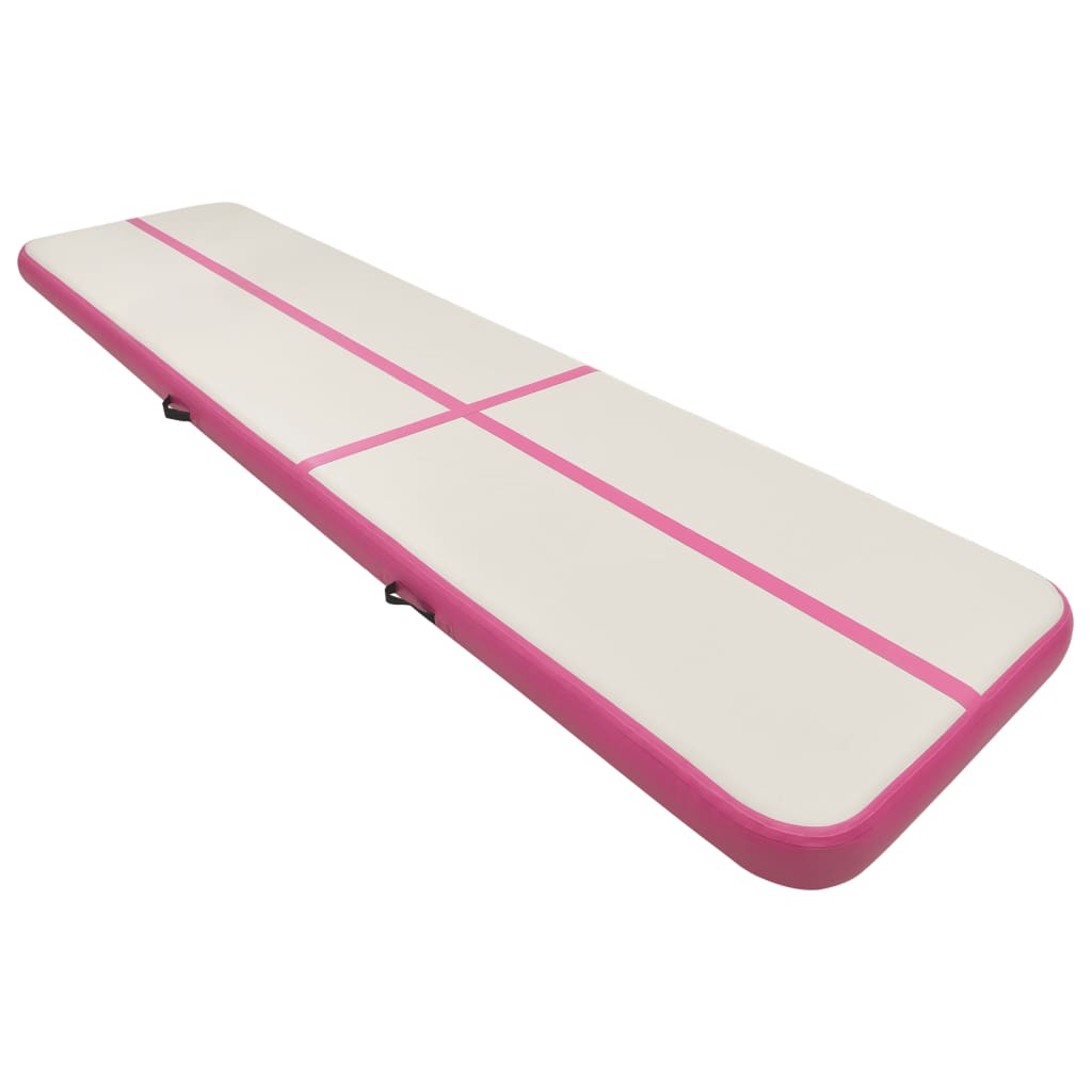 Inflatable Gymnastics Mat with Pump 600x100x15 cm PVC Pink - Upclimb Ltd