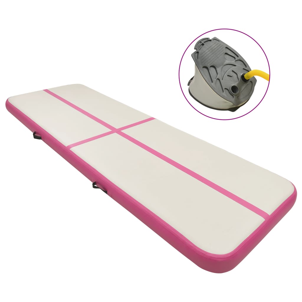 Inflatable Gymnastics Mat with Pump 500x100x20 cm PVC Pink - Upclimb Ltd