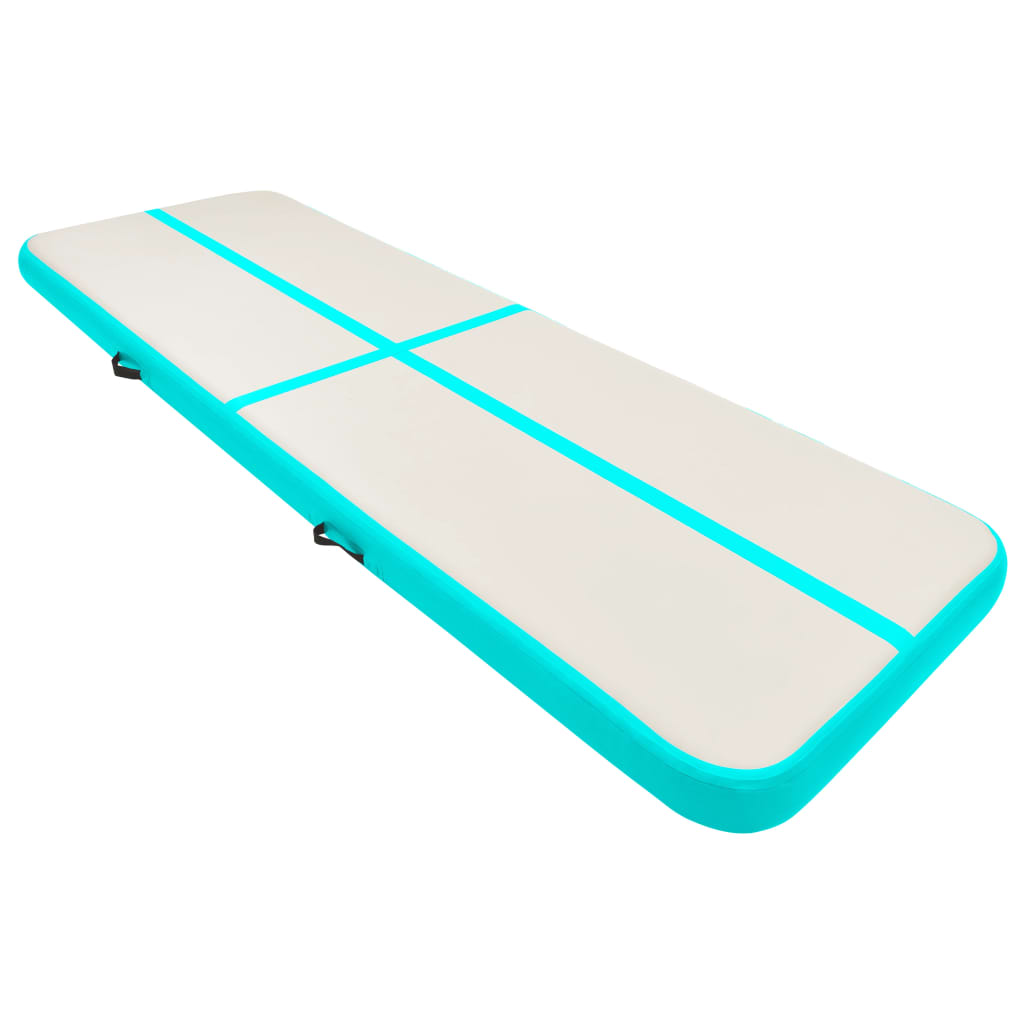 Inflatable Gymnastics Mat with Pump 500x100x20 cm PVC Green - Upclimb Ltd