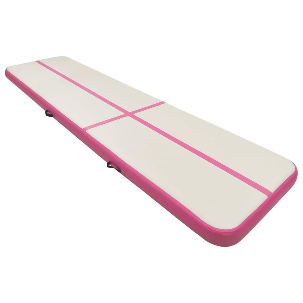 Inflatable Gymnastics Mat with Pump 600x100x20 cm PVC Pink - Upclimb Ltd