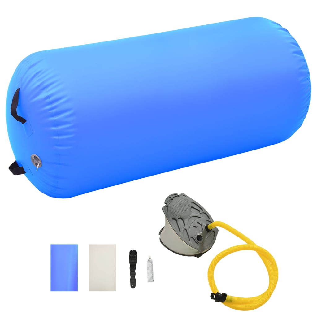 Inflatable Gymnastic Roll with Pump 120x90 cm PVC Blue - Upclimb Ltd