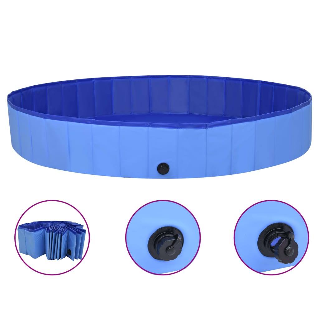 Foldable Dog Swimming Pool Blue 200x30 cm PVC - Upclimb Ltd