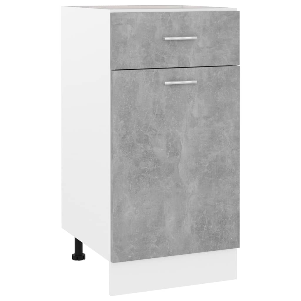 Tiroir Bas Armoire Béton Gris 40x46x81,5 cm Bois d'ingénierie