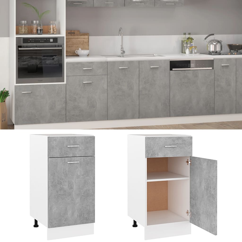 vidaXL Drawer Bottom Cabinet Concrete Grey 40x46x81.5 cm Engineered Wood