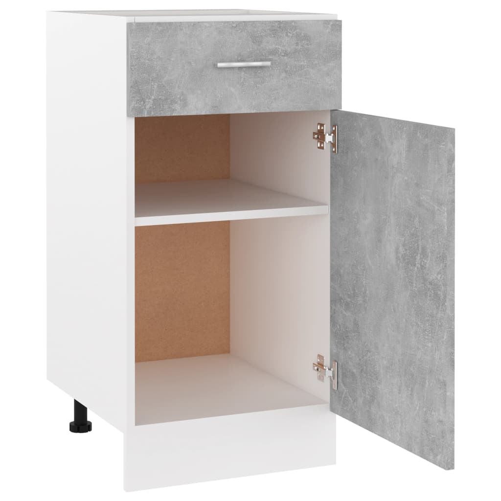 Tiroir Bas Armoire Béton Gris 40x46x81,5 cm Bois d'ingénierie