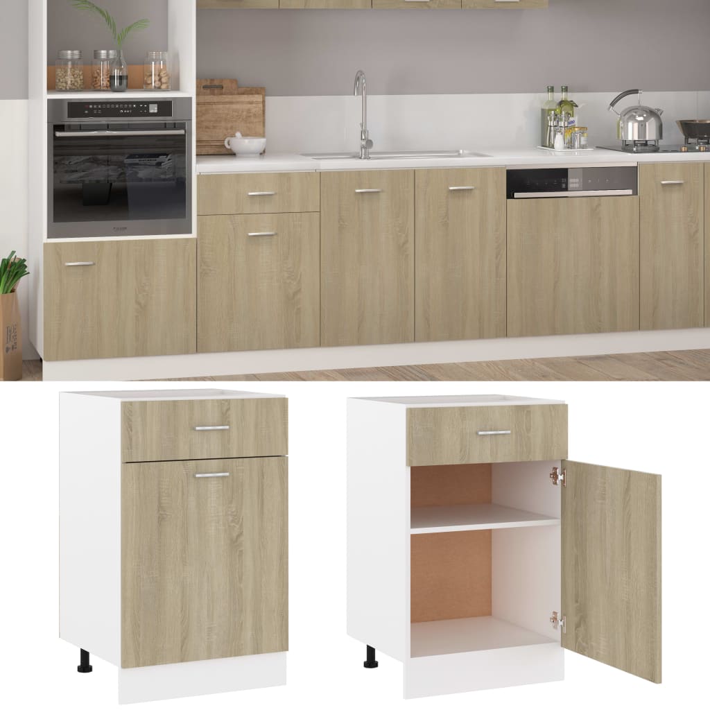 vidaXL Drawer Bottom Cabinet Sonoma Oak 50x46x81.5 cm Engineered Wood