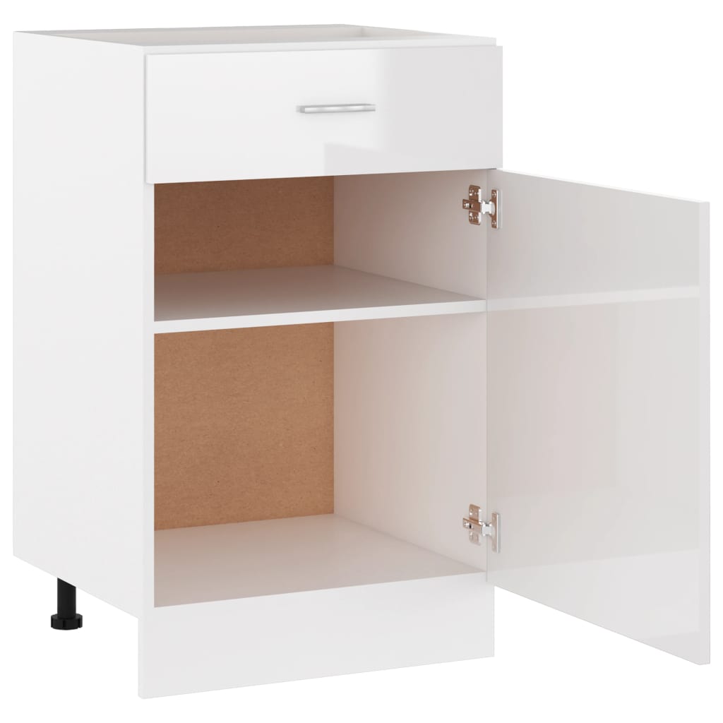 vidaXL Drawer Bottom Cabinet High Gloss White 50x46x81.5 cm Engineered Wood