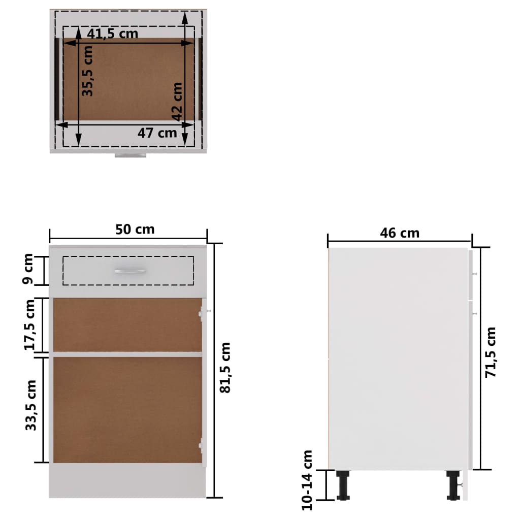 Ladekast Onderkast Hoogglans Wit 50x46x81,5 cm Engineered Wood