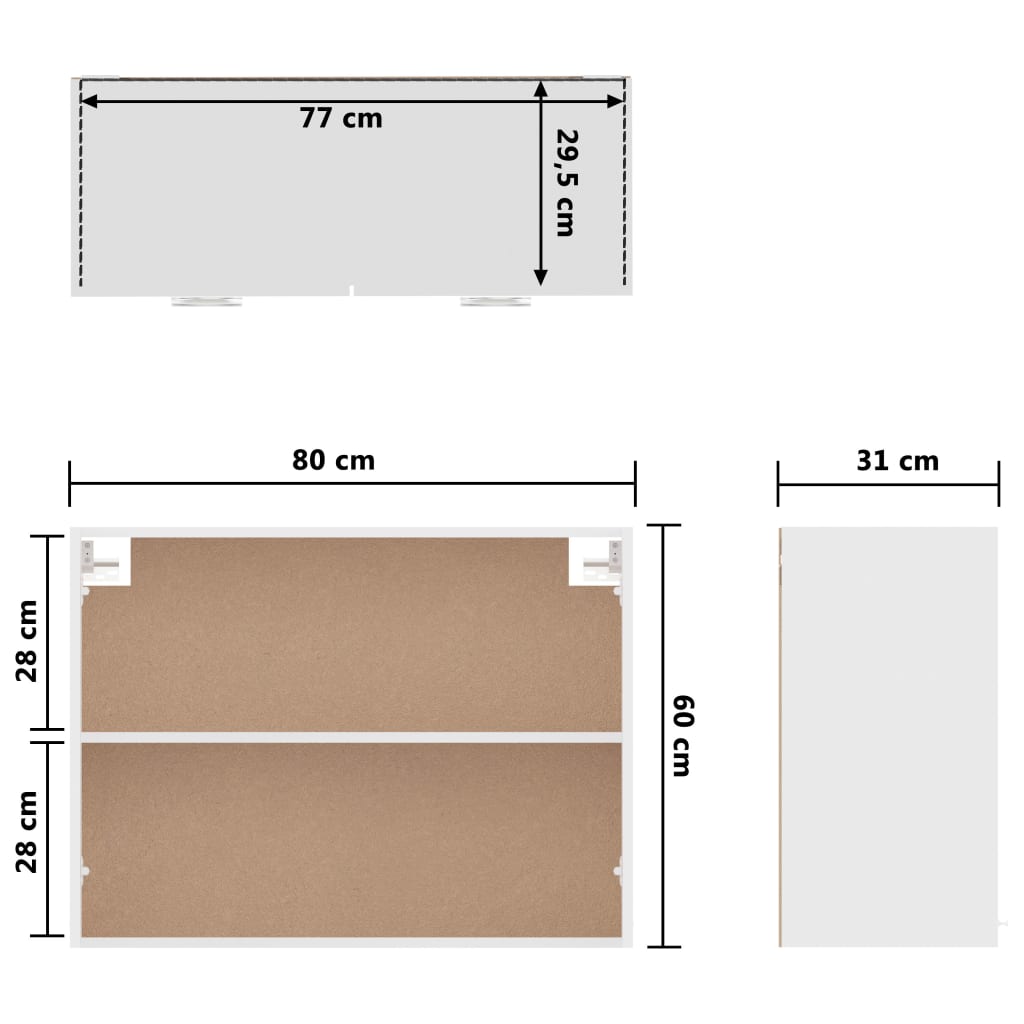 Armoire suspendue Blanc 80x31x60 cm Bois d'ingénierie