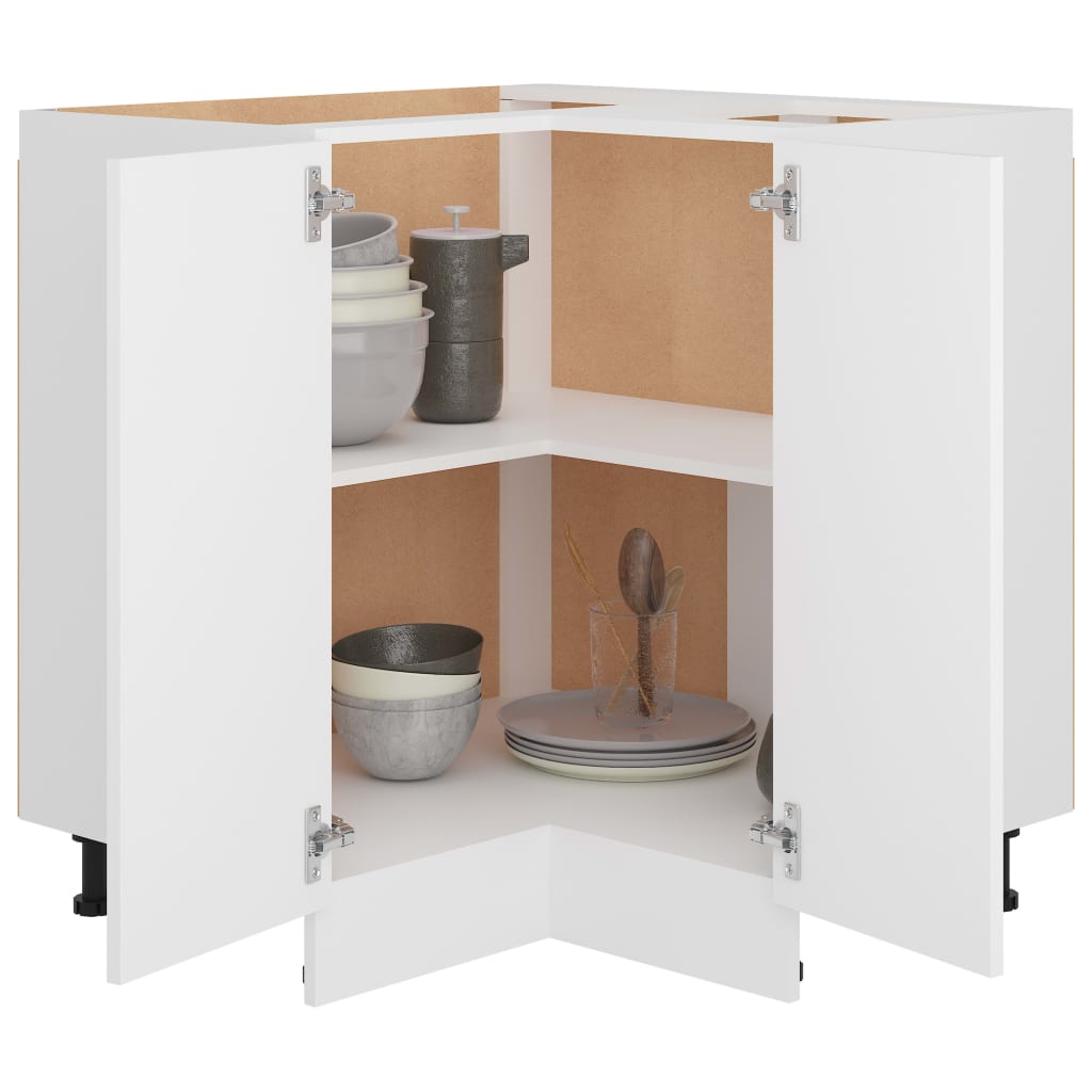 vidaXL Corner Bottom Cabinet White 75.5x75.5x81.5 cm Engineered Wood