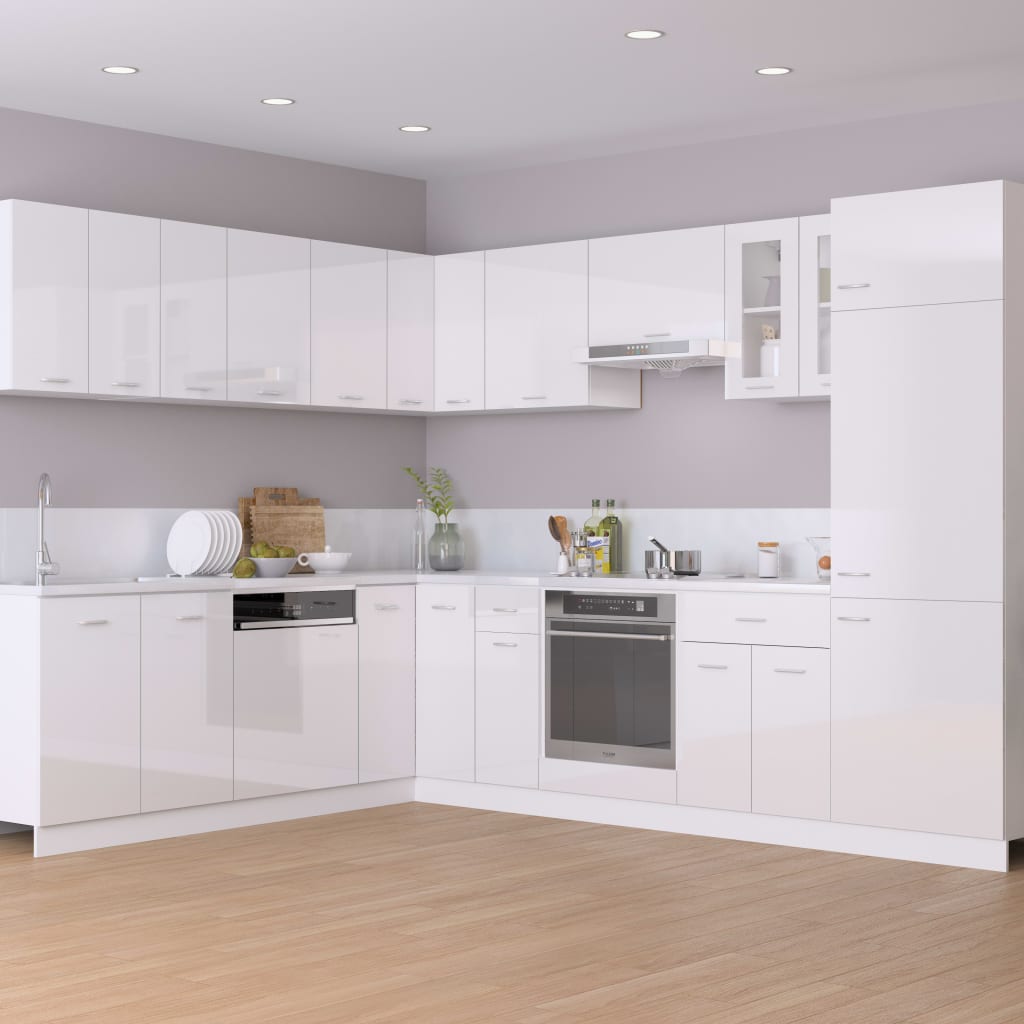 vidaXL Corner Bottom Cabinet High Gloss White 75.5x75.5x81.5 cm Engineered Wood