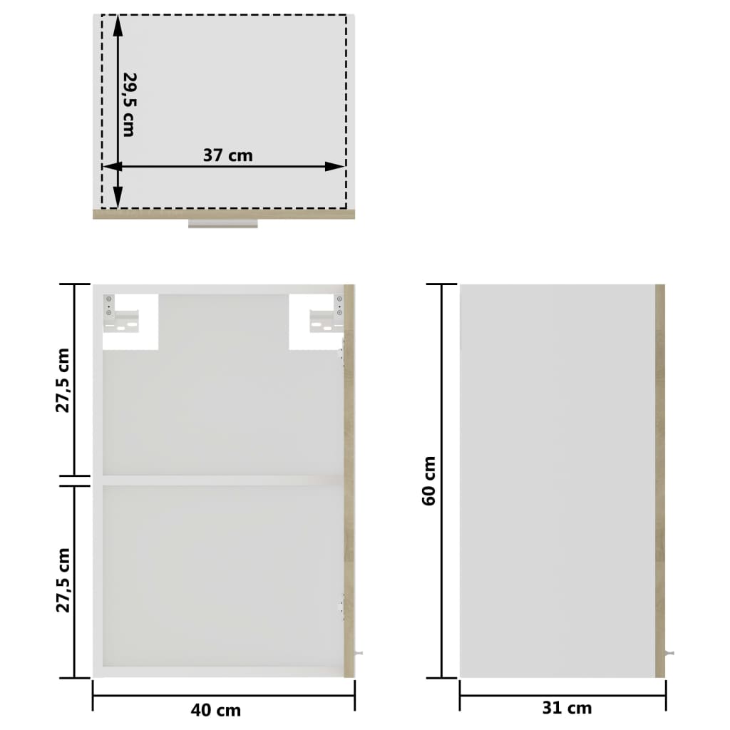 Glazen hangkast Sonoma Eiken 40x31x60 cm Engineered Wood