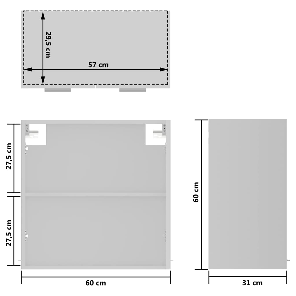 Glazen hangkast Wit 60x31x60 cm Engineered Wood