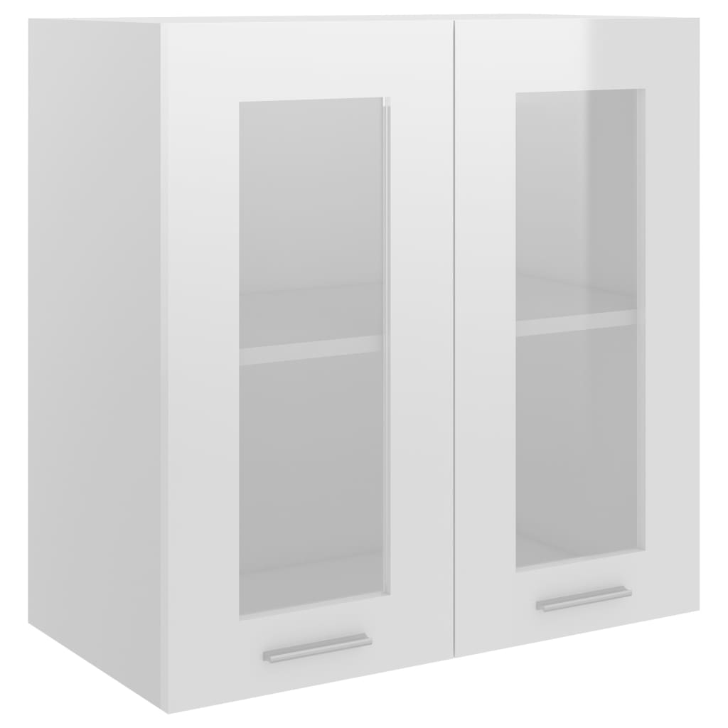 vidaXL Hanging Glass Cabinet High Gloss White  60x31x60 cm Engineered Wood