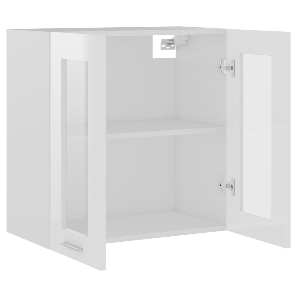 vidaXL Hanging Glass Cabinet High Gloss White  60x31x60 cm Engineered Wood