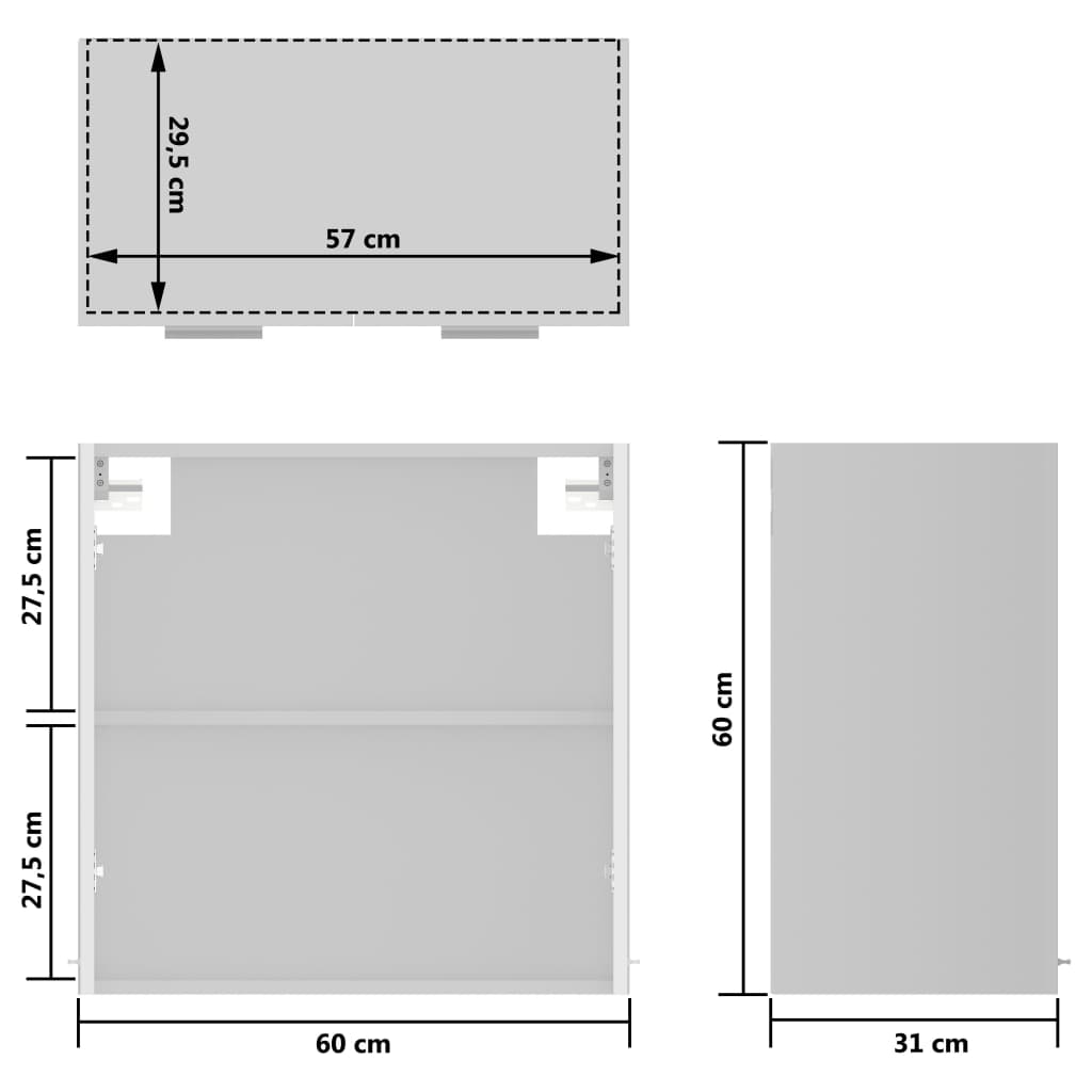 Hangvitrinekast Hoogglans Wit 60x31x60 cm Engineered Wood