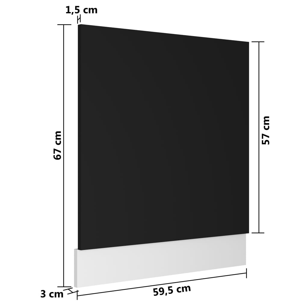 Panneau de lave-vaisselle Noir 59,5x3x67 cm Bois d'ingénierie
