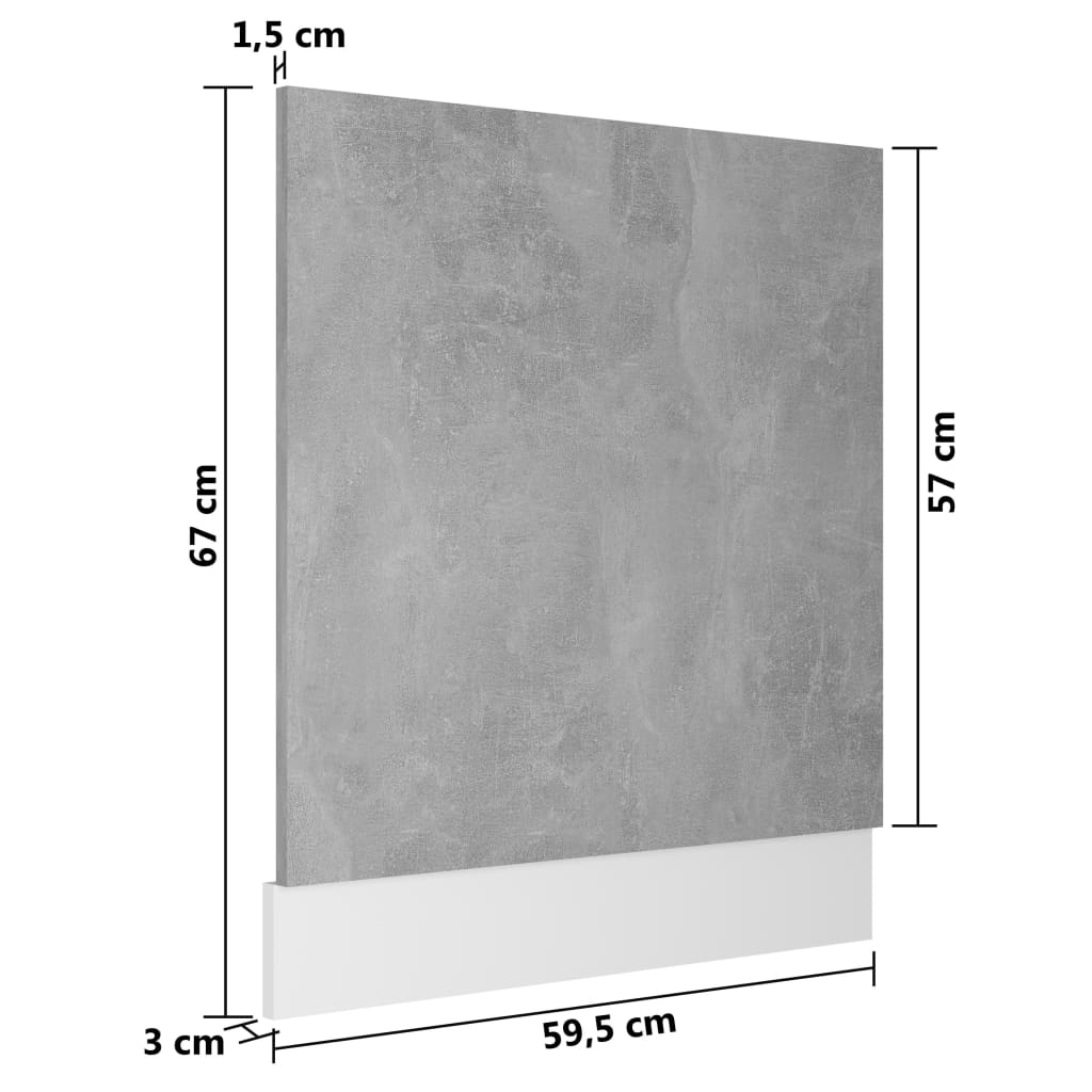 Panneau Lave-Vaisselle Gris Béton 59,5x3x67 cm Bois d'ingénierie