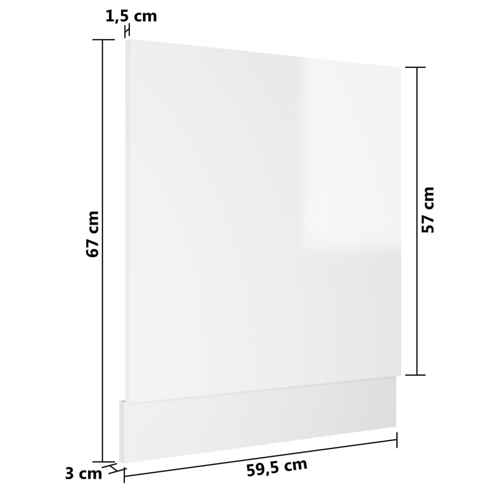 Panneau Lave-Vaisselle Blanc Brillant 59,5x3x67 cm Bois d'ingénierie