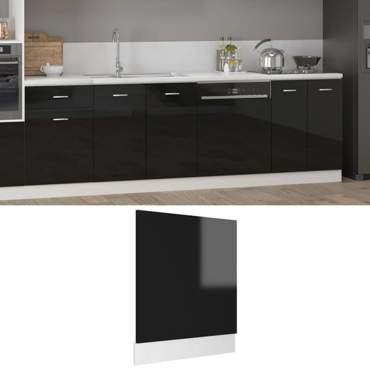 Panneau Lave-Vaisselle Noir Brillant 59,5x3x67 cm Bois d'ingénierie
