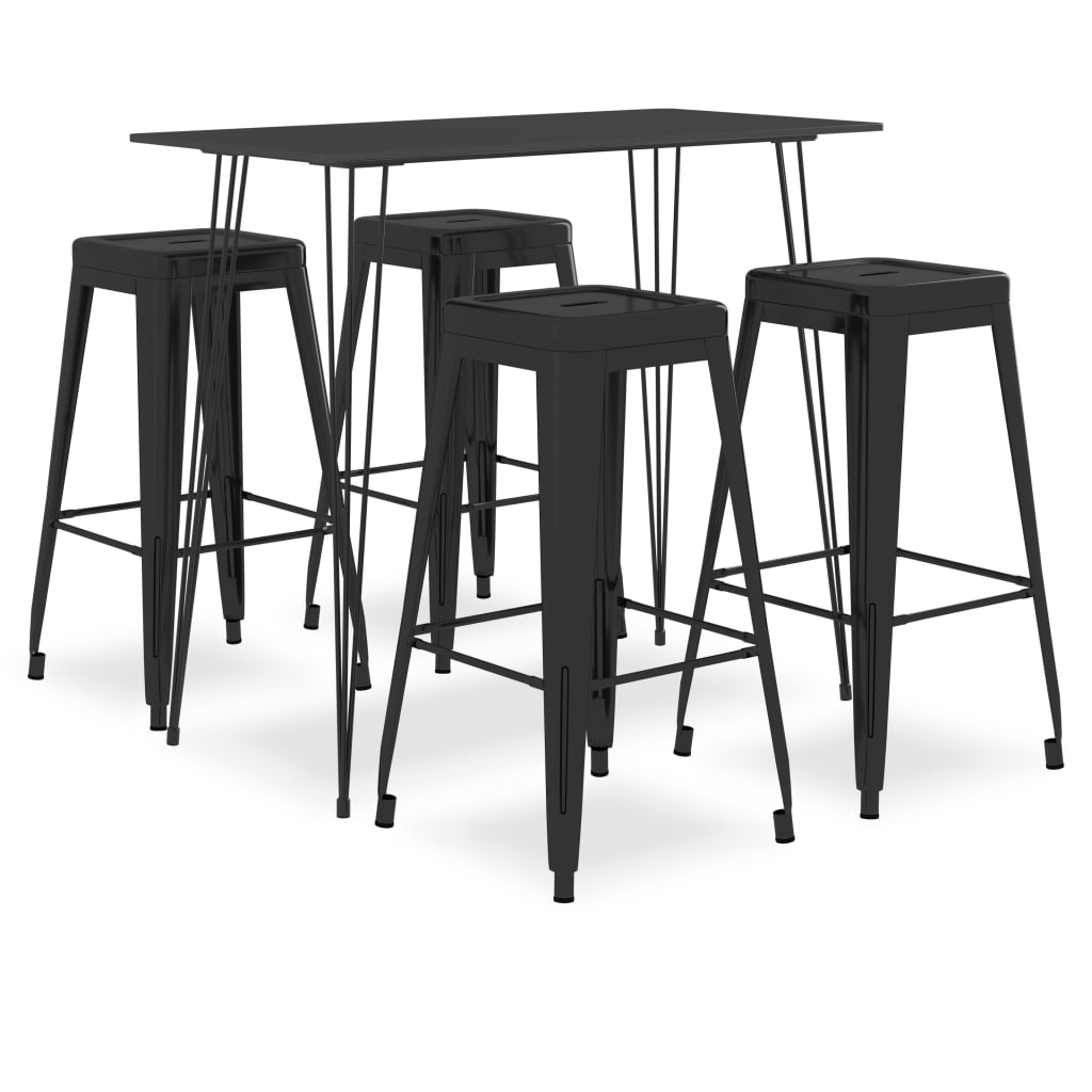 vidaXL 5 Piece Bar Set Black