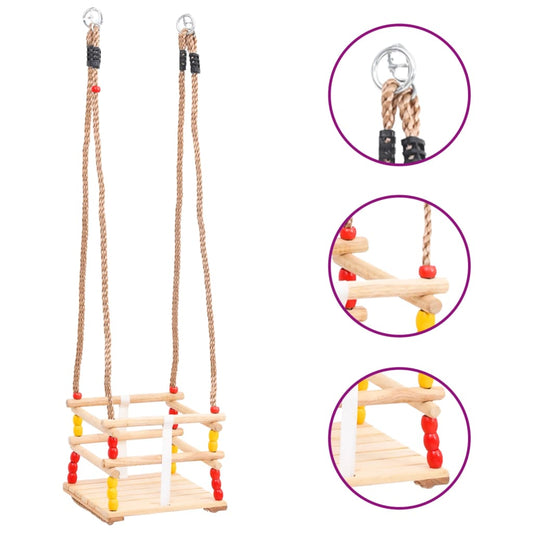 Baby Swing with Safety Belt Solid Pinewood - Upclimb Ltd
