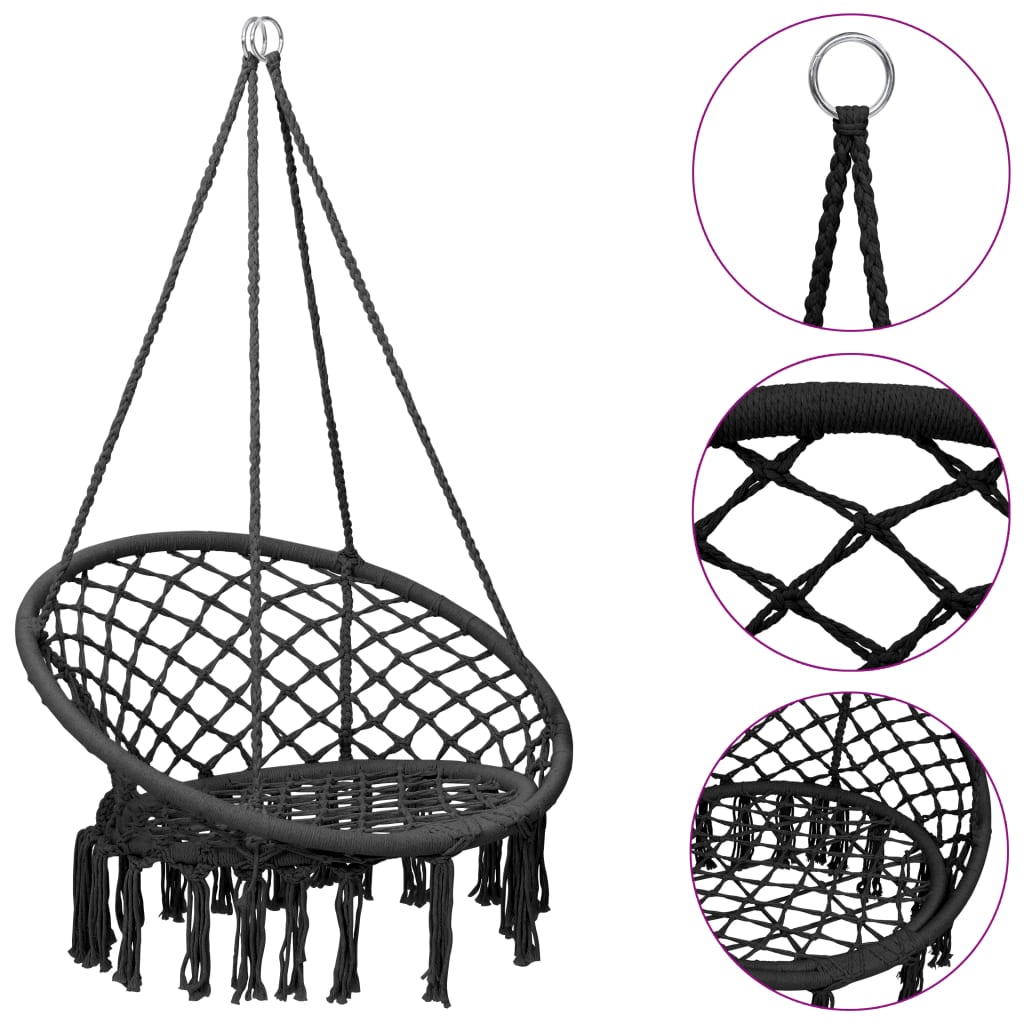 Hammock Swing Chair 80 cm Anthracite - Upclimb Ltd